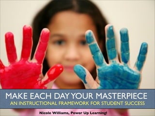 MAKE EACH DAY YOUR MASTERPIECE
 AN INSTRUCTIONAL FRAMEWORK FOR STUDENT SUCCESS
          Nicole Williams, Power Up Learning!
 