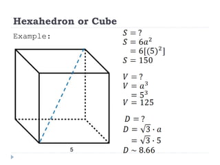 Hexahedron or Cube
Example:
5
 