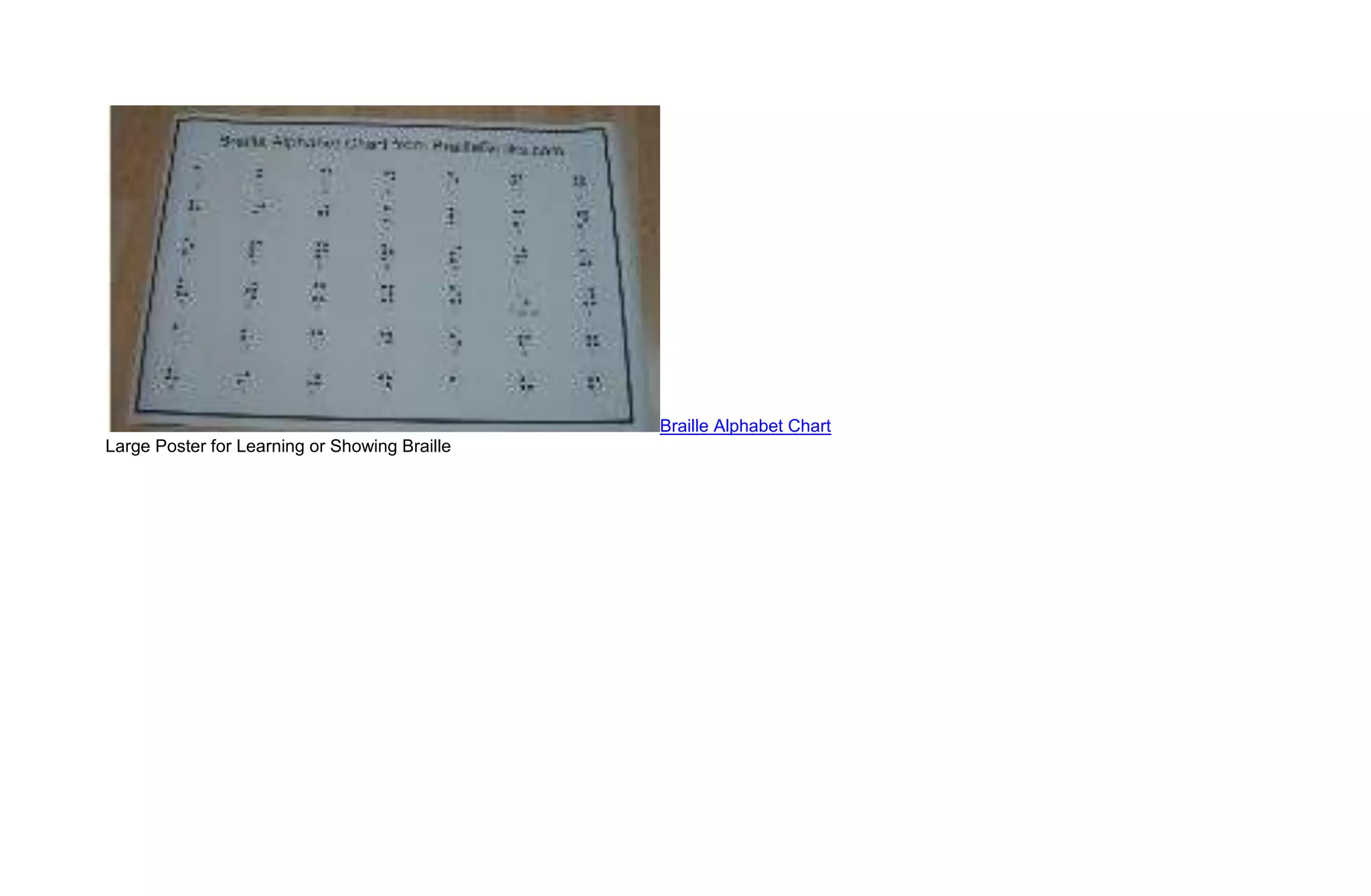 Braille Alphabet Chart
Large Poster for Learning or Showing Braille
 