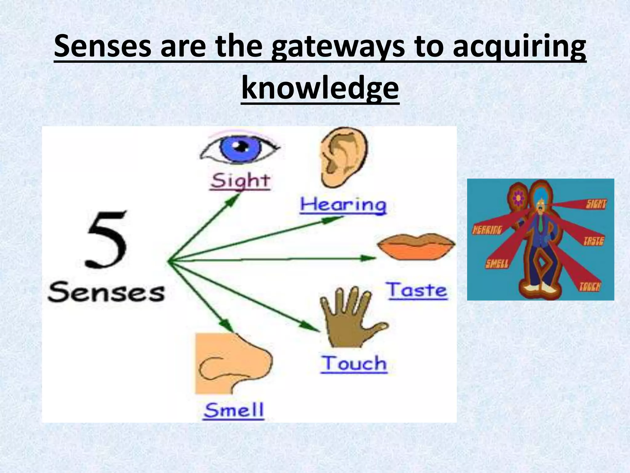 Senses are the gateways to acquiring
knowledge
 