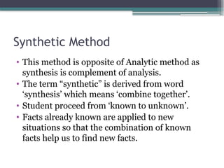 Synthatic Method Instructional Methods B.Ed. 2nd Semester | PPTX