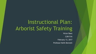 Instructional Plan:
Arborist Safety Training
Victor Baez
CUR/516
February 13, 2017
Professor Keith Bennett
 
