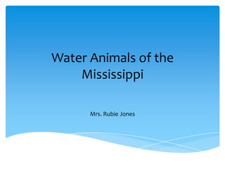 Water Animals of the
    Mississippi

      Mrs. Rubie Jones
 