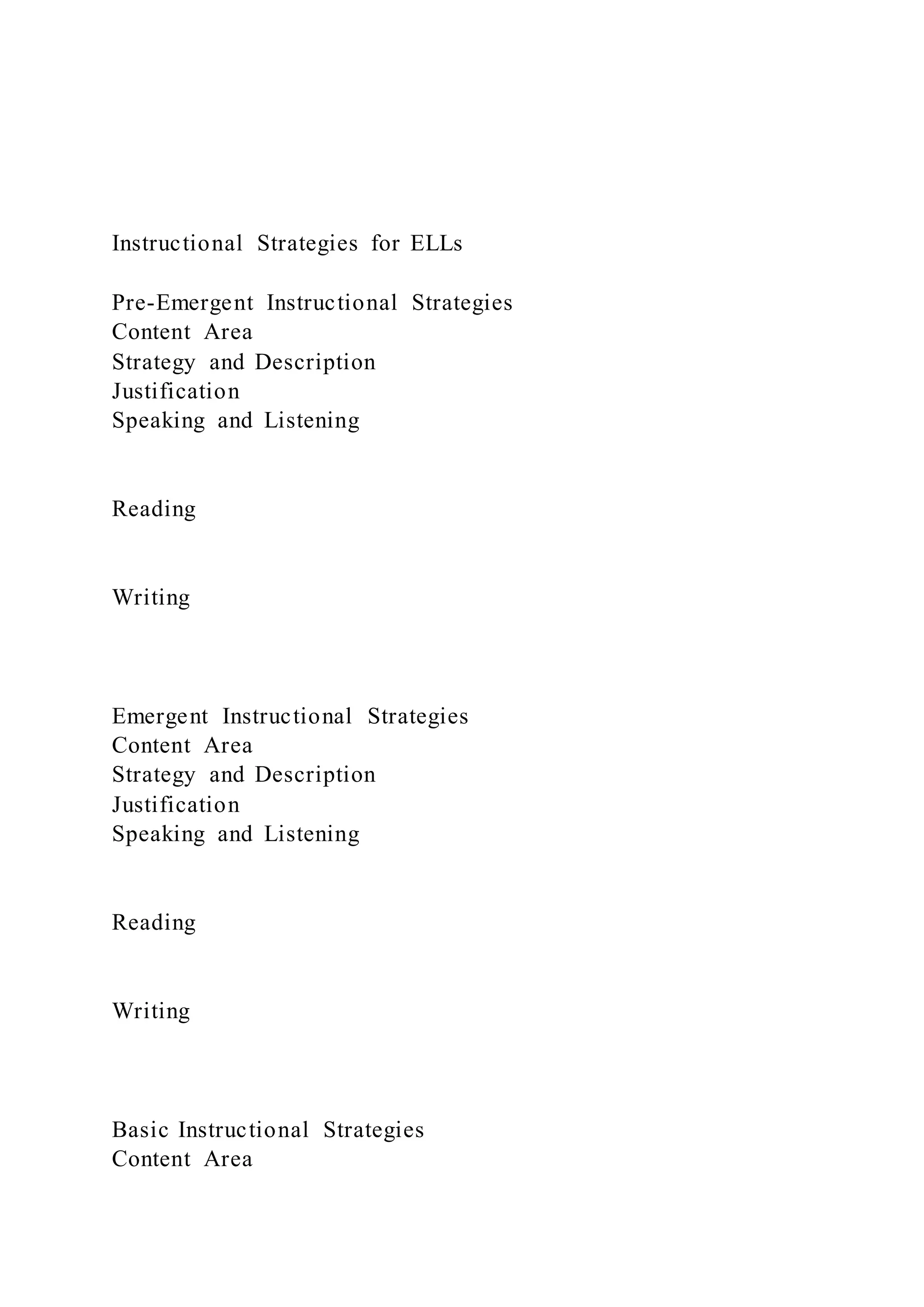 Instructional strategies for el ls preemergent instructiona PDF