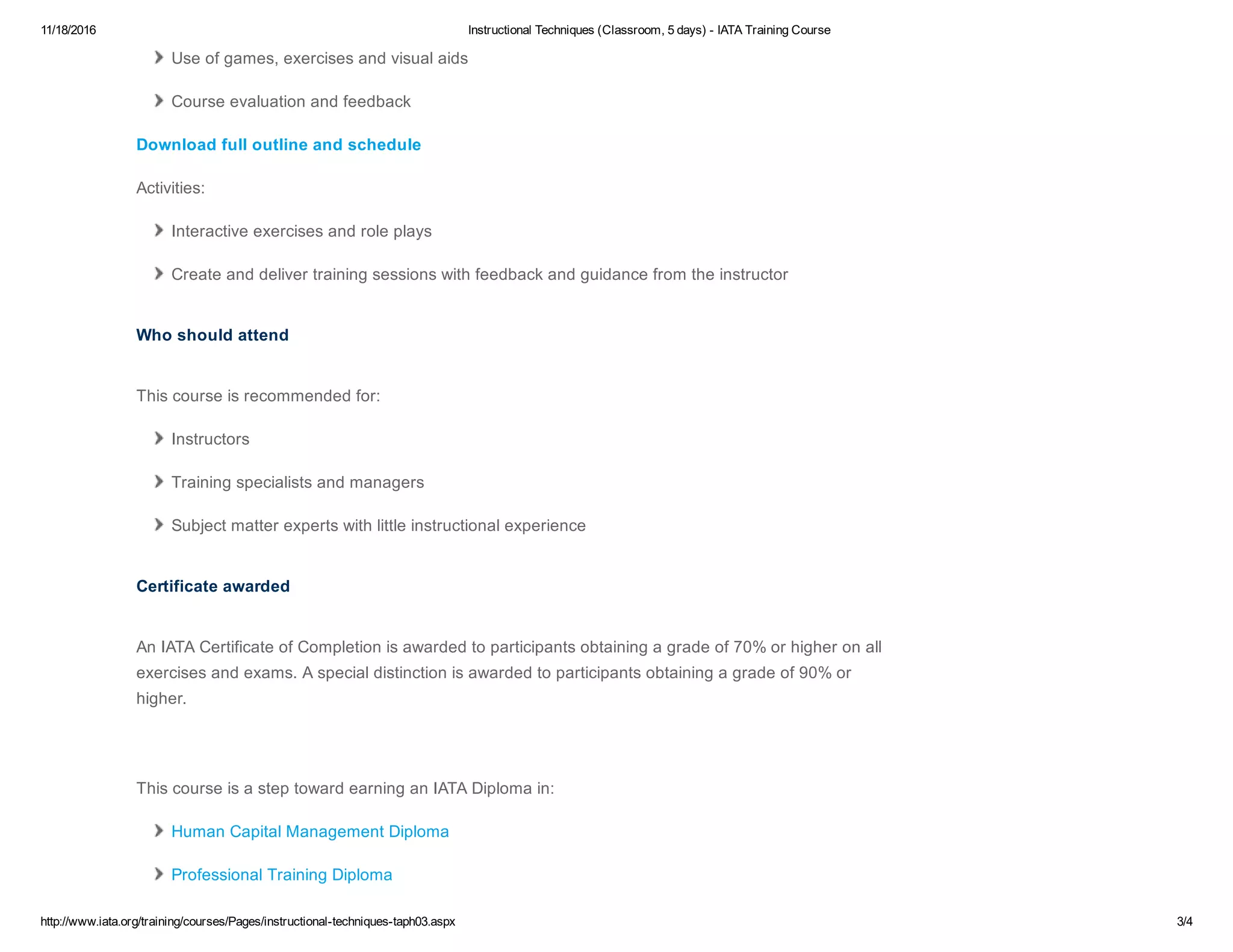 Instructional techniques (classroom, 5 days) iata training course | PDF