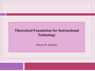 Theoretical Foundation for Instructional Technology Maram M. kalantan 