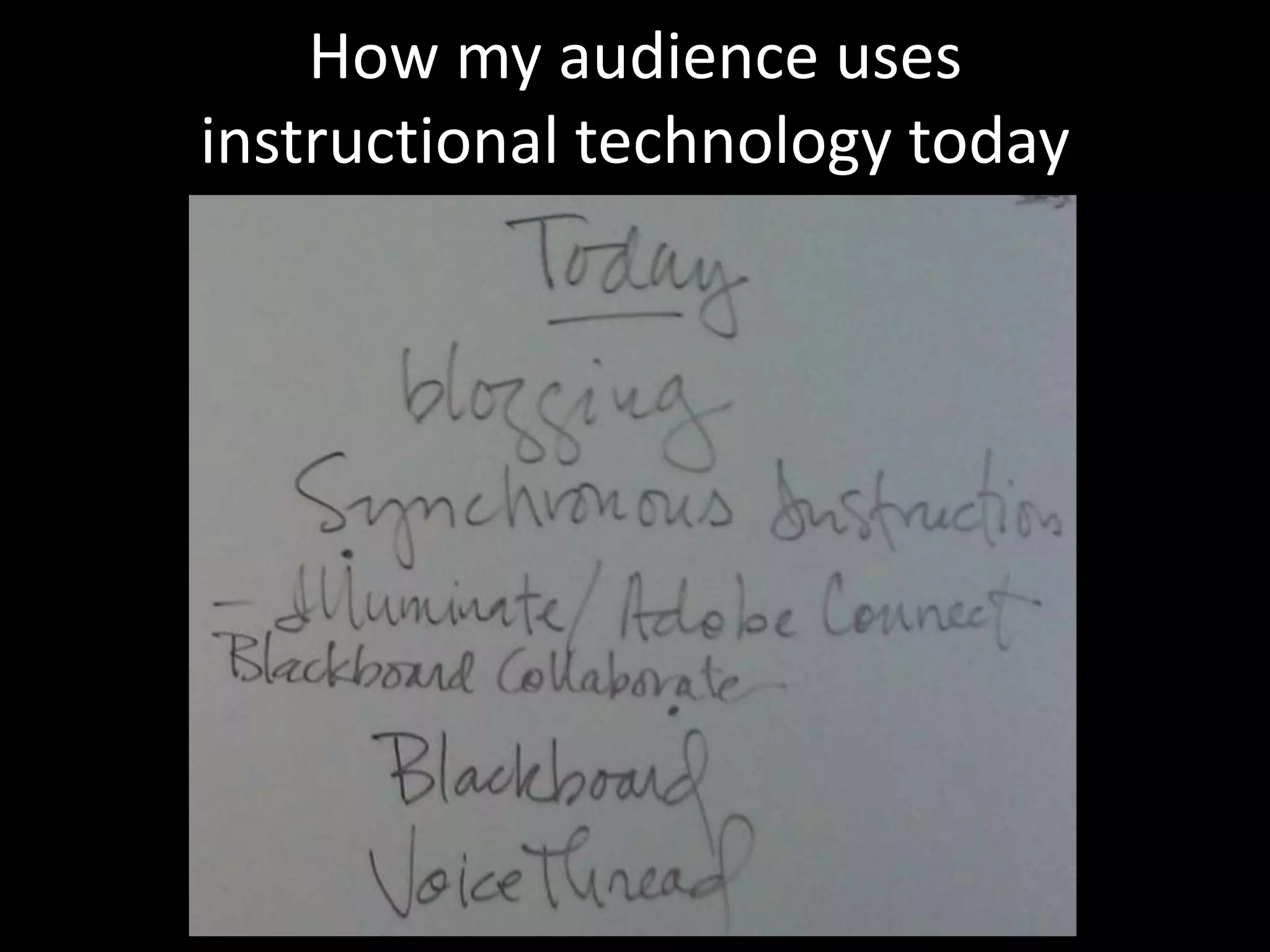 How my audience usesinstructional technology today