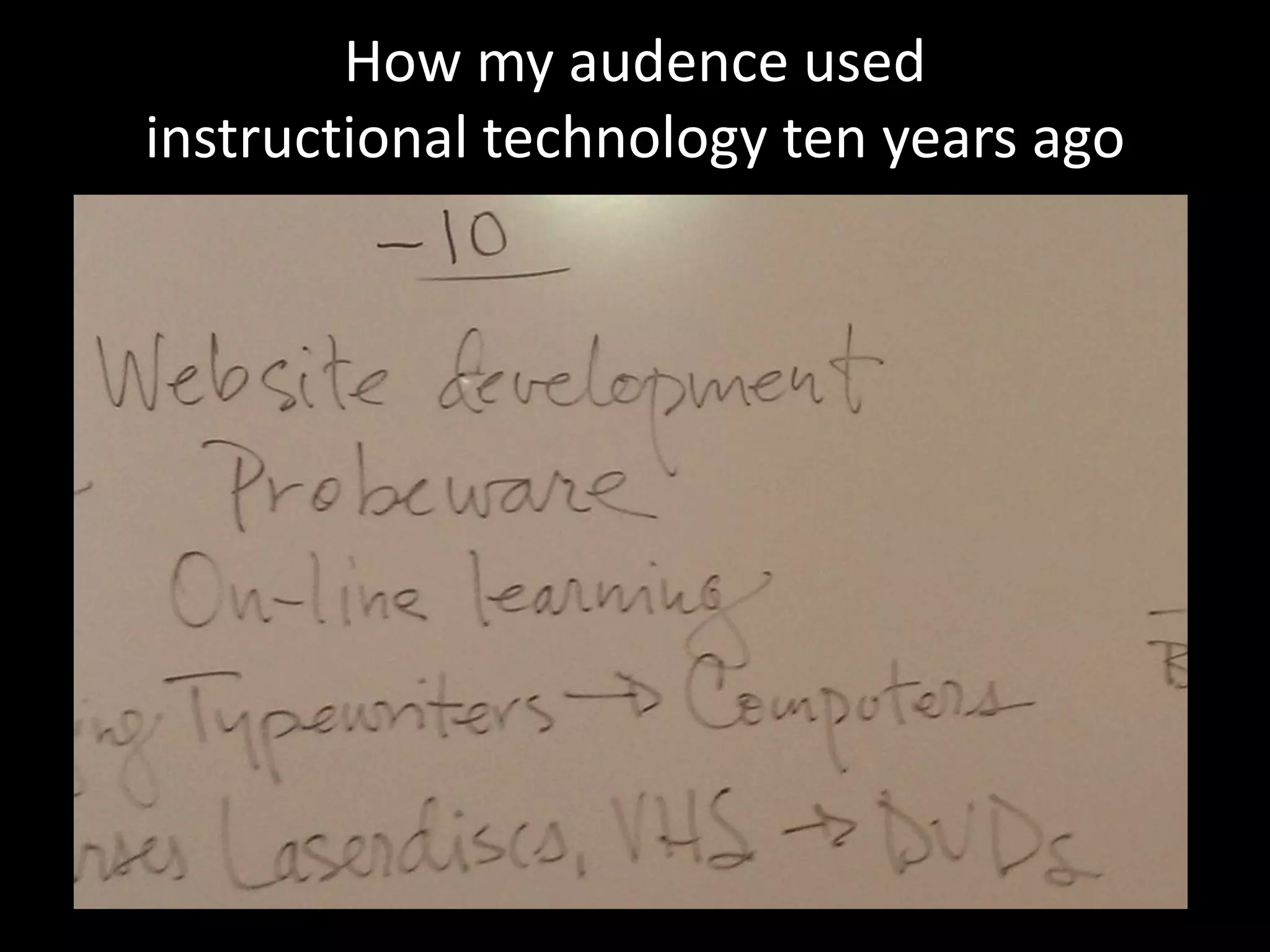 How my audence used instructional technologytenyears ago