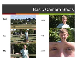 Basic Camera Shots
EWS
         MCU




WS       CU




MS       ECU
 