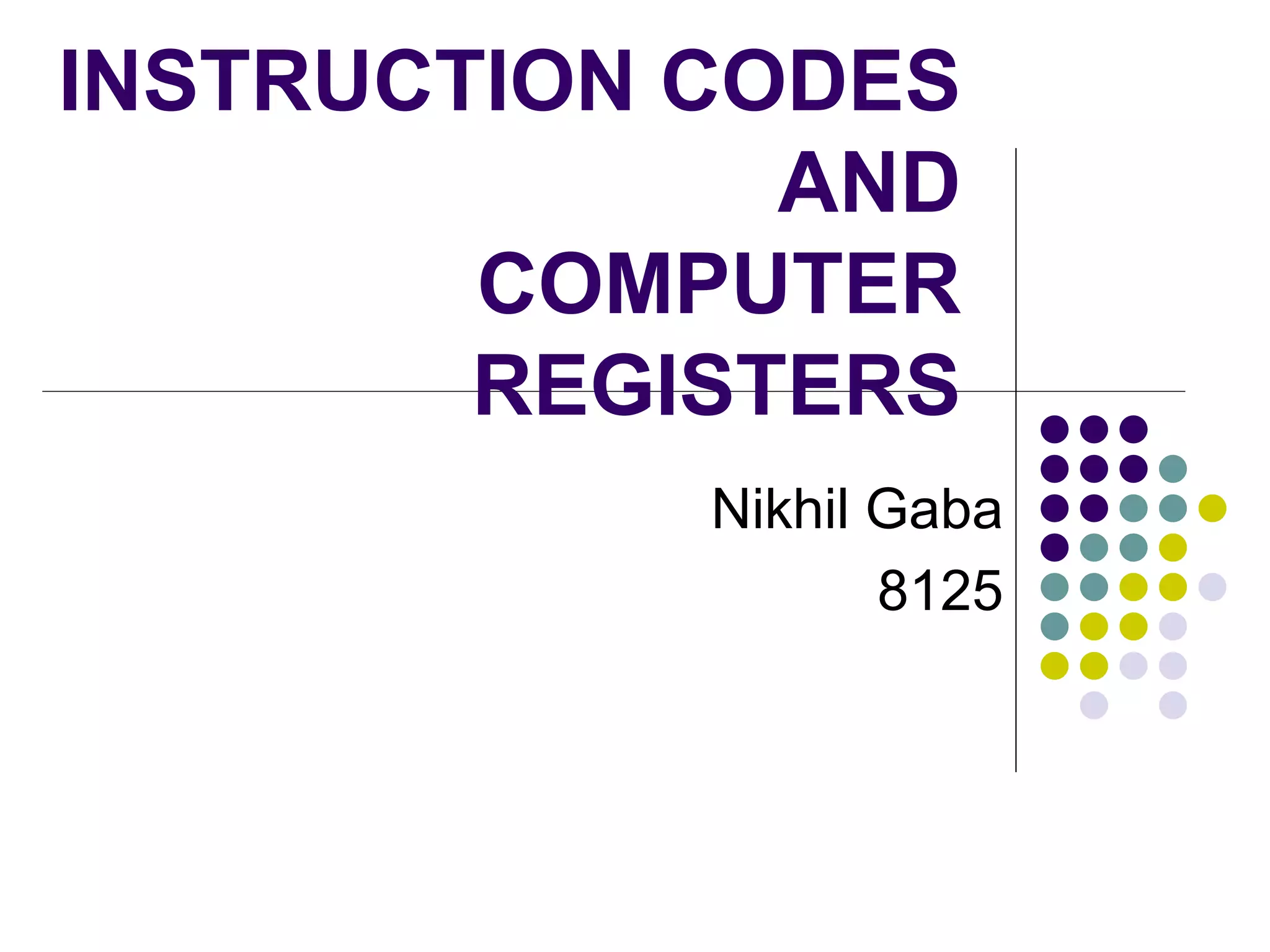 INSTRUCTION CODES AND COMPUTER REGISTERS Nikhil Gaba 8125