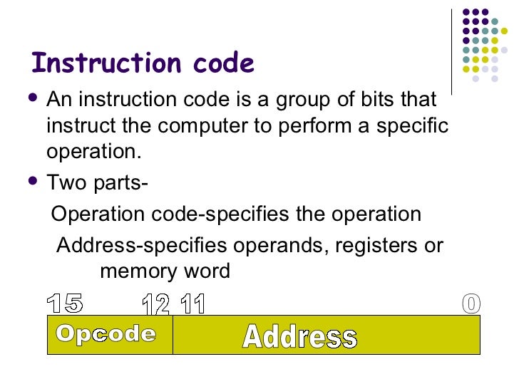 Instruction codes and computer registers