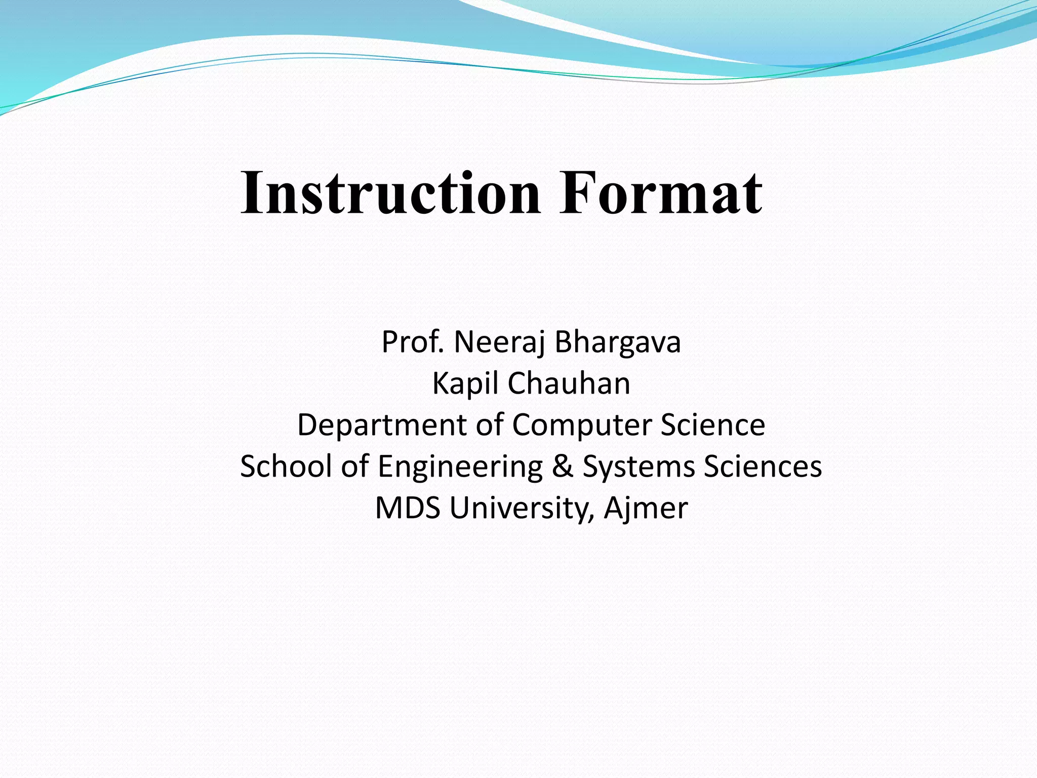 Instruction format | PPT
