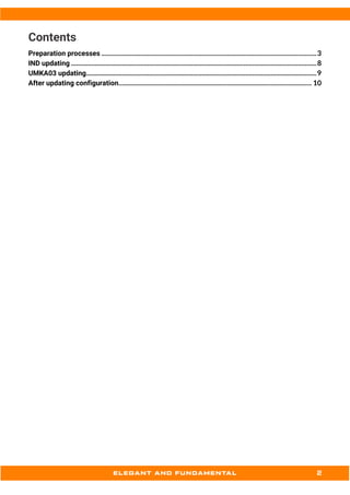 Contents
Preparation processes ...............................................................................................................................3
IND updating .................................................................................................................................................8
UMKA03 updating........................................................................................................................................9
After updating configuration.................................................................................................................. 10
 