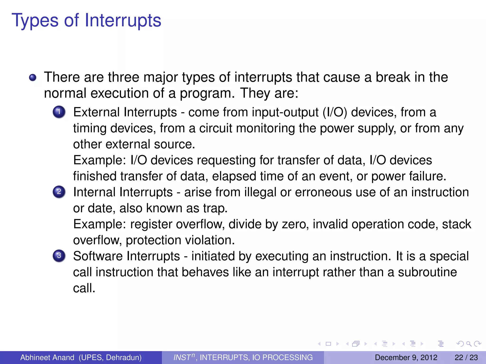 Instruction, interrupts & io processing | PDF