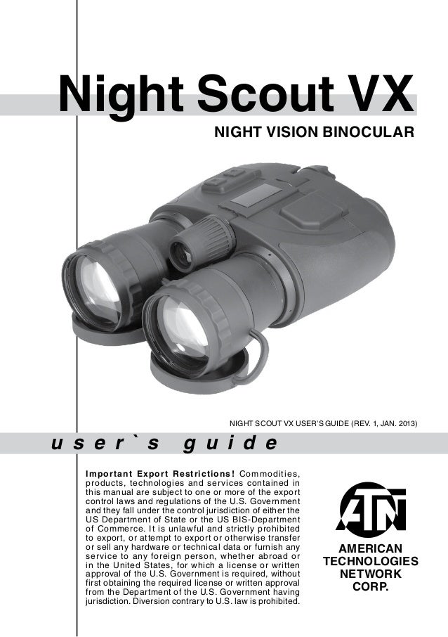 Instruction Manual ATN Night Scout VX NV Binoculars Optics Trade
