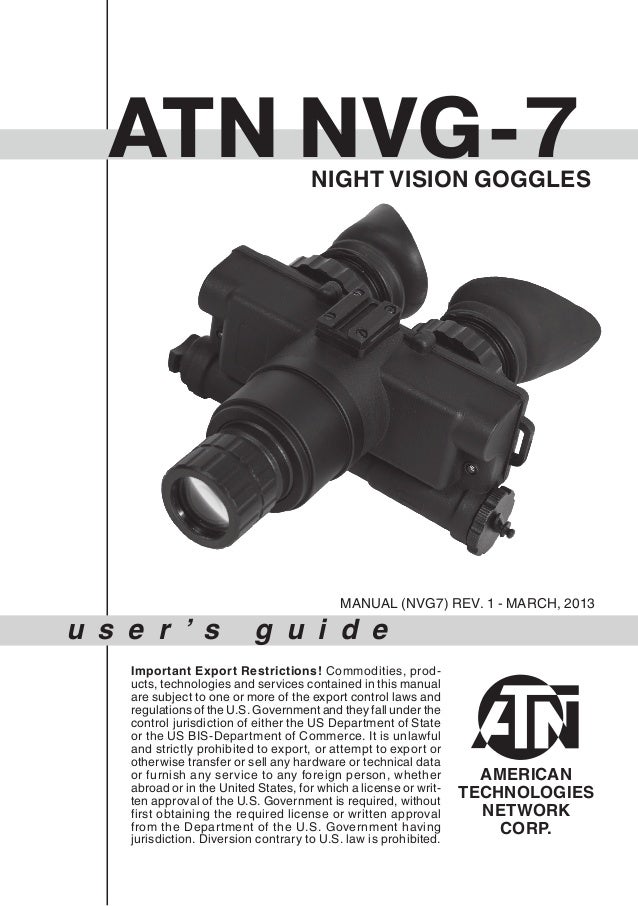 Instruction Manual Atn Nvg7 Series Nv Goggles Optics Trade