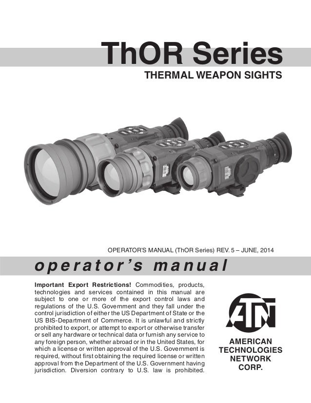 Instruction Manual ATN ThOR Series Thermal Weapon Sights