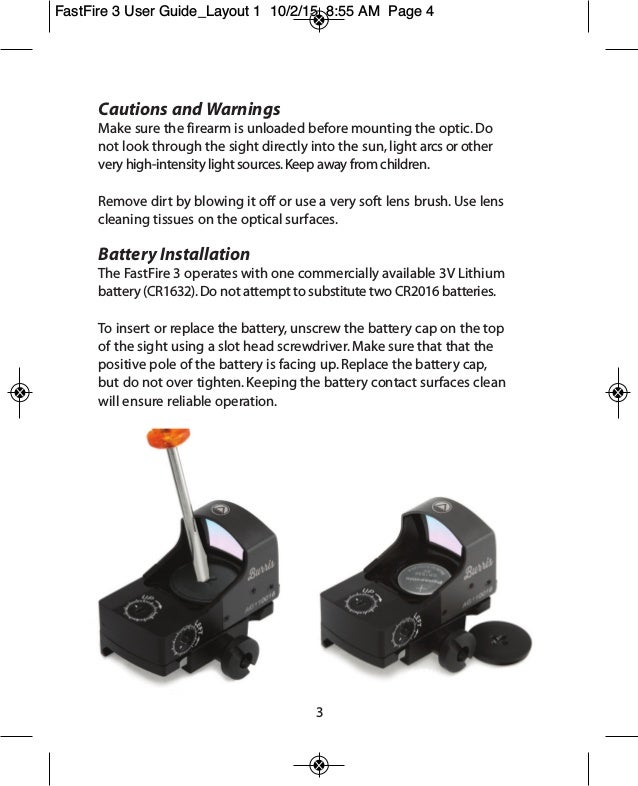 Instruction Manual Burris Fastfire Iii Optics Trade