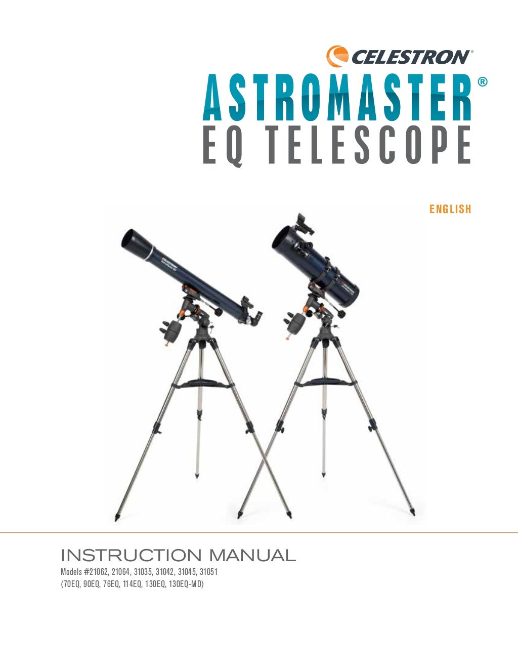 Instruction Manual Celestron AstroMaster EQ Telescopes Optics T…