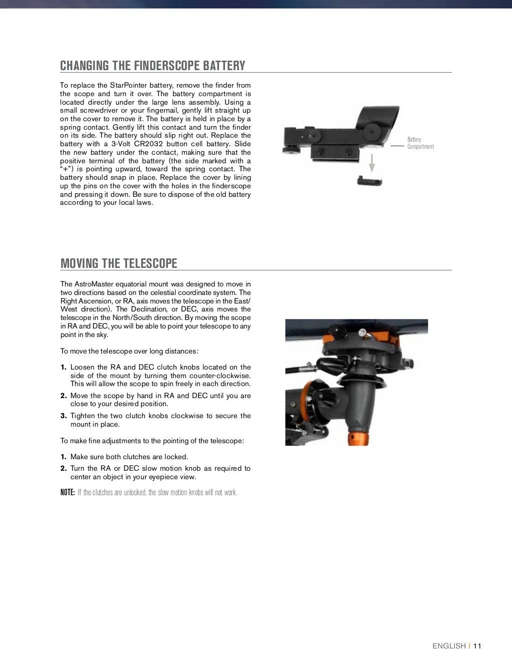 Instruction Manual Celestron AstroMaster EQ Telescopes Optics T…