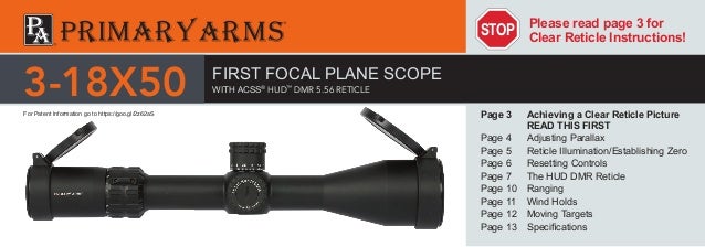 Instruction Manual Primary Arms Slx6 3 18x50 Ffp Riflescope Optics Instruction Manual Primary Arms Slx6 3 18x50 Ffp Riflescope Optics