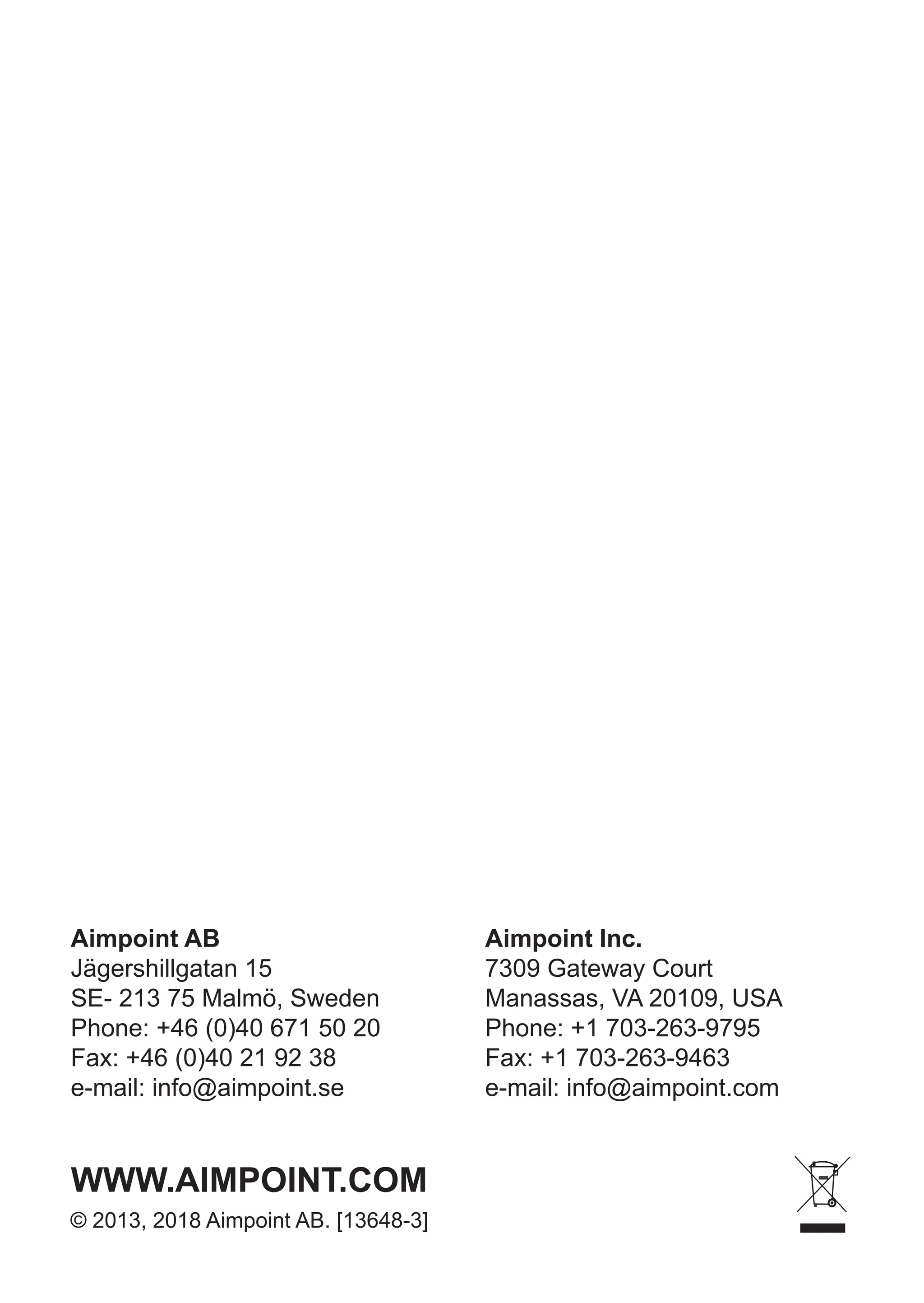 Aimpoint Return Form.pdf Instruction manual | Aimpoint PRO | Optics Trade | PDF