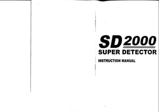 Instruction Manual Minelab SD2000 Metal Detector English Language