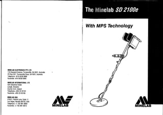 Instruction Manual Minelab SD 2100e Metal Detector English Language