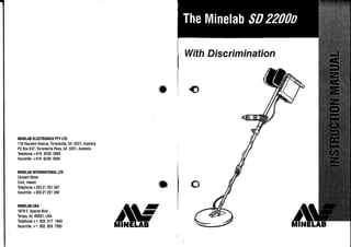 Instruction Manual Minelab SD 2200d Metal Detector English Language