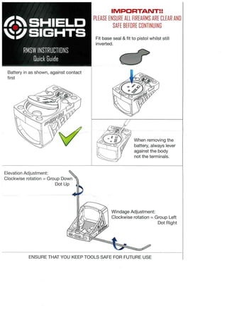 Instruction Manual | Shield Sights RMSw Water-Resistant Reflex Mini Sight | Optics Trade