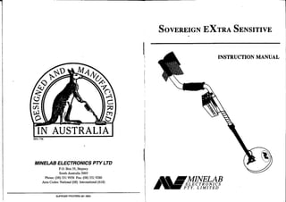 Instruction Manual Minelab Sovereign XS Metal Detector English Language