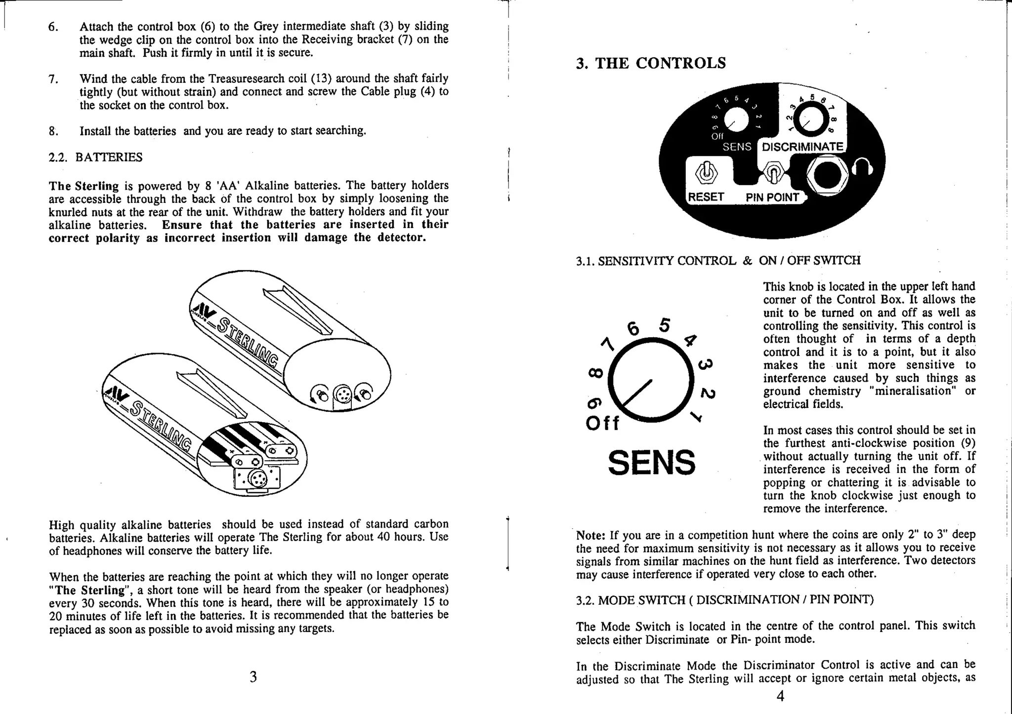 Instruction Manual Minelab Sterling Metal Detector English Language