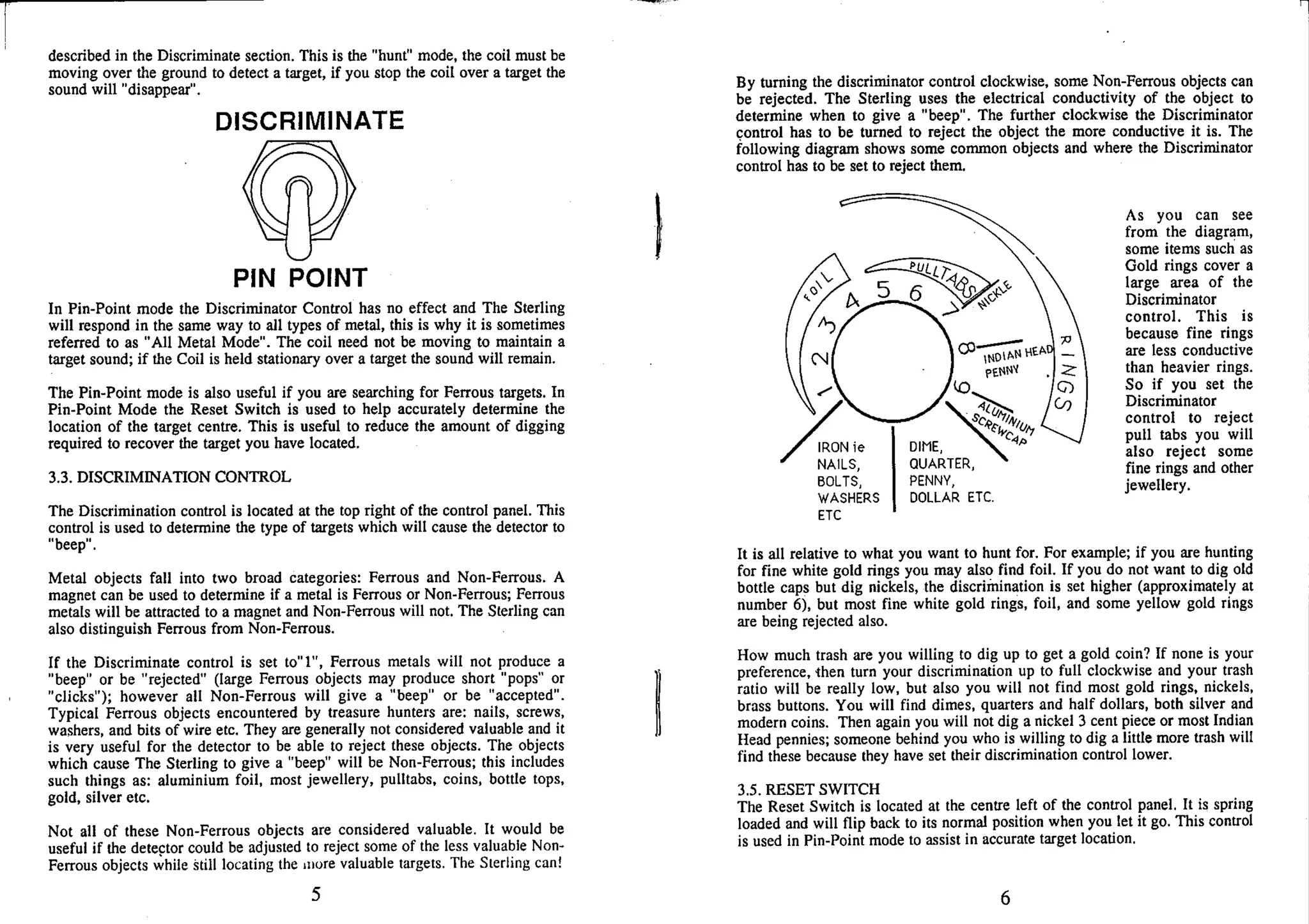 Instruction Manual Minelab Sterling Metal Detector English Language