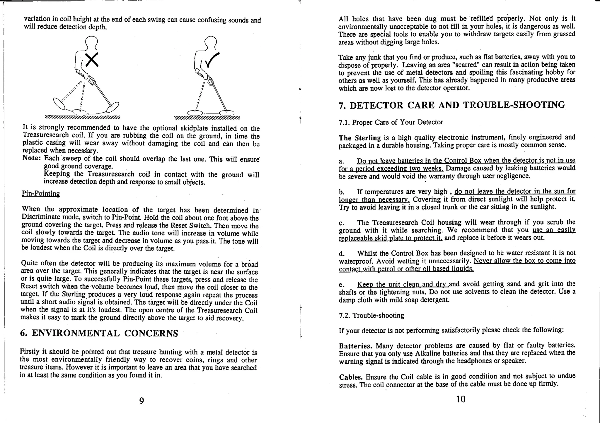 Instruction Manual Minelab Sterling Metal Detector English Language
