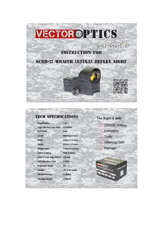 Instruction Manual | Vector Optics Wraith 1x22x33 | Optics Trade