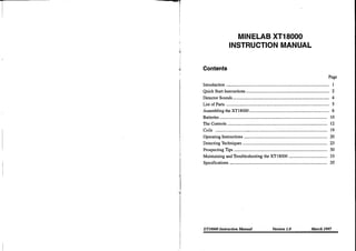 Instruction Manual Minelab XT 18000 Metal Detector English Language