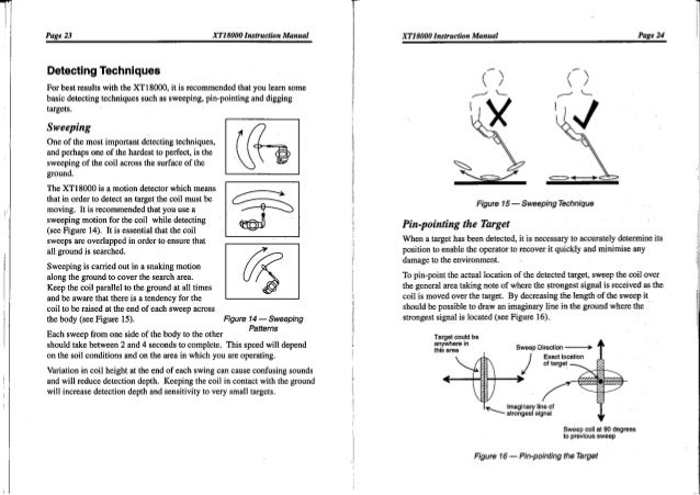 Instruction Manual Minelab XT 18000 Metal Detector English Language