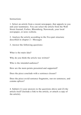 Instructions1. Select an article from a recent newspaper, th.docx