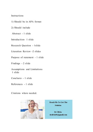 Instructions1) Should be in APA format2) Should include | DOCX