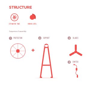 STRUCTURE

     30
      MIN.


Estimated time          Rookie Level


Sequence of assembly:


 1    PROTECTION                       2   SUPPORT   3   BLADES




                            +
                                                     4   SWITCH
 