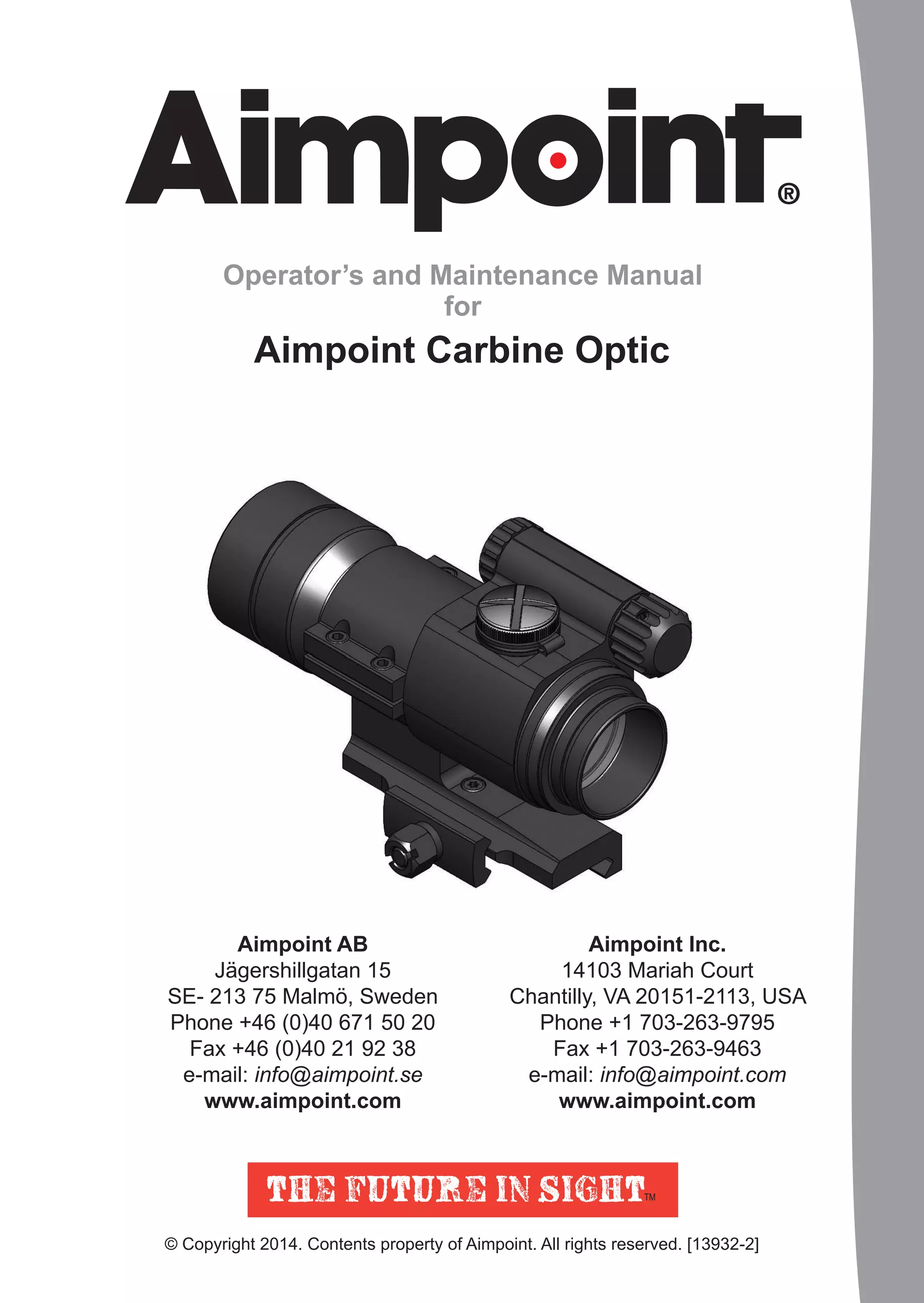 Aimpoint Return Form.pdf Instructions AIMPOINT Carbine Optic | Optics Trade | PDF