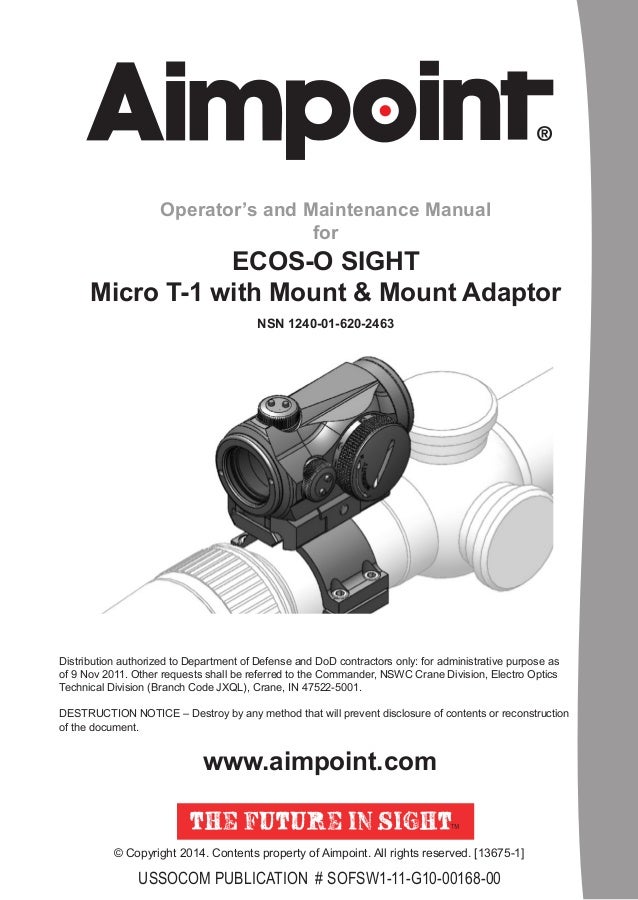 Instructions AIMPOINT ECOSO Sight Micro T1, Mount Optics Trade