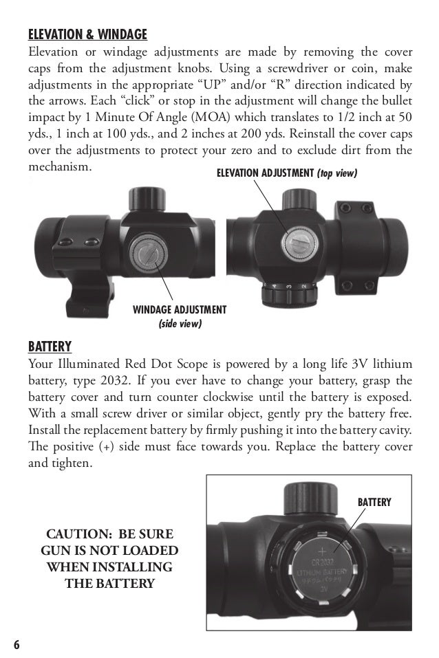 Instructions BUSHNELL Illuminated Red Dot Scope Optics Trade