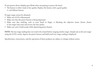 Instructions Bushnell The Truth Rangefinder Optics Trade