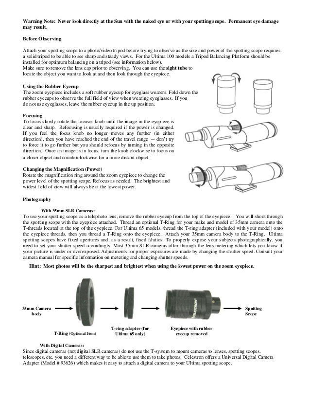 Instruction Manual Celestron Ultima Spotting Scopes Optics Trade