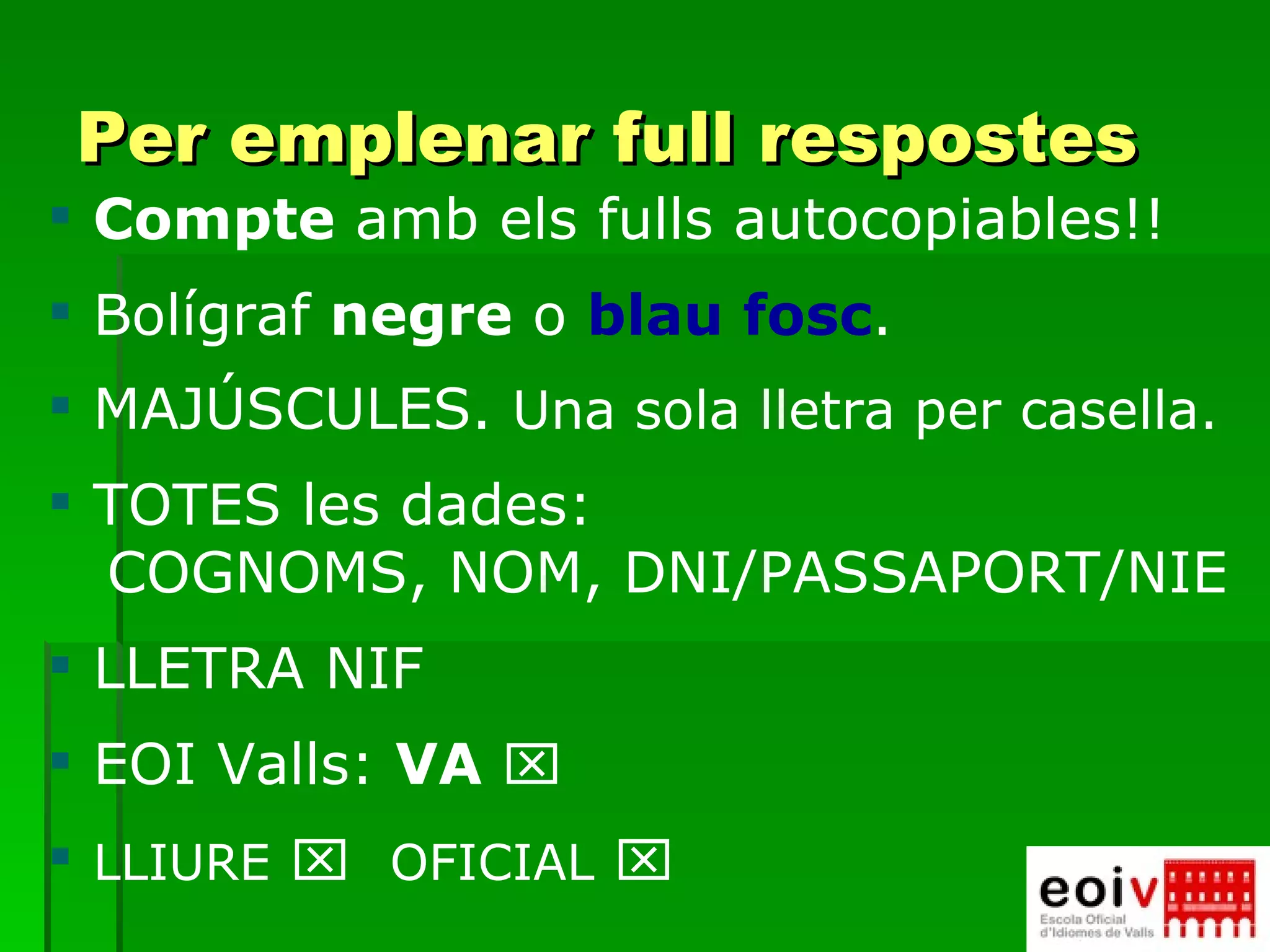 Instructions ci ppt