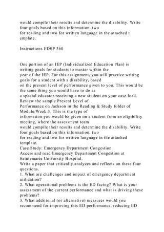 Instructions EDSP 360One portion of an IEP (Individualized E.docx
