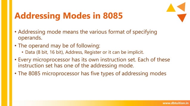 Addressing Modes of 8085 Microprocessor | PPTX
