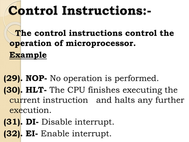 Instruction set of 8085 microprocessor | PPTX