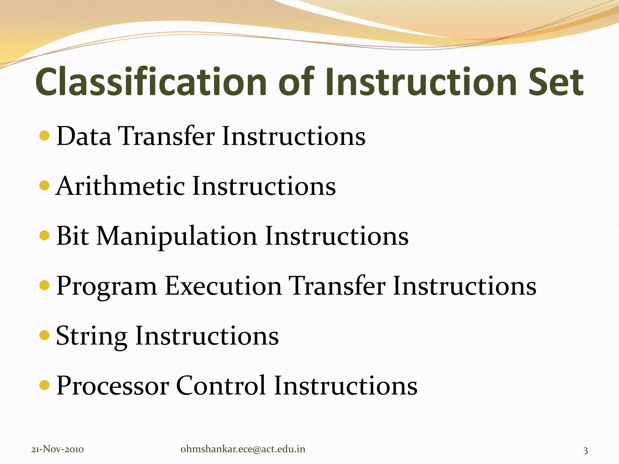 Instruction set of 8086 ppt